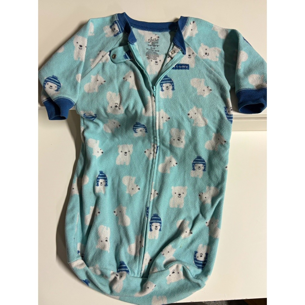 Child of Mine by Carters Baby Boy Blue Polar Bear Fleece Sleep Sack 0-9M